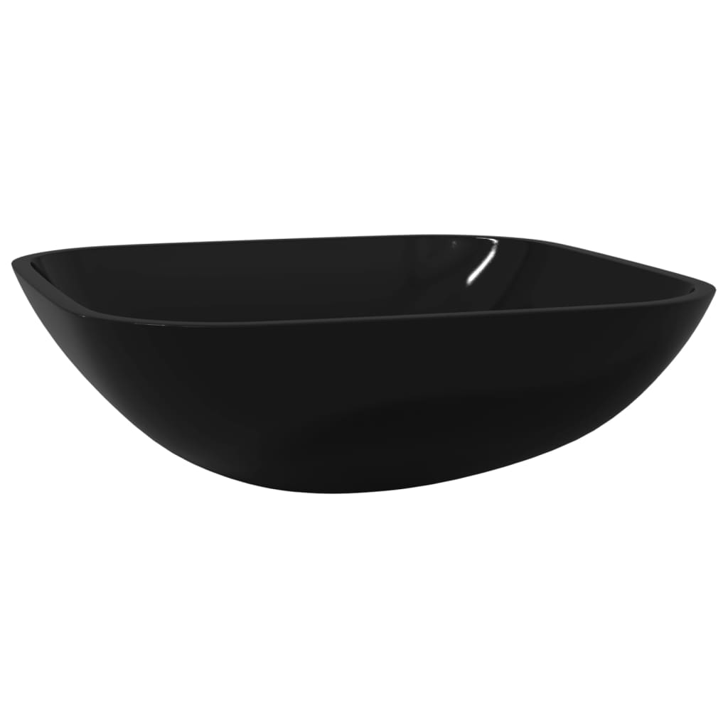 Glass Wash Basin 42 x 42 x 14 cm Black