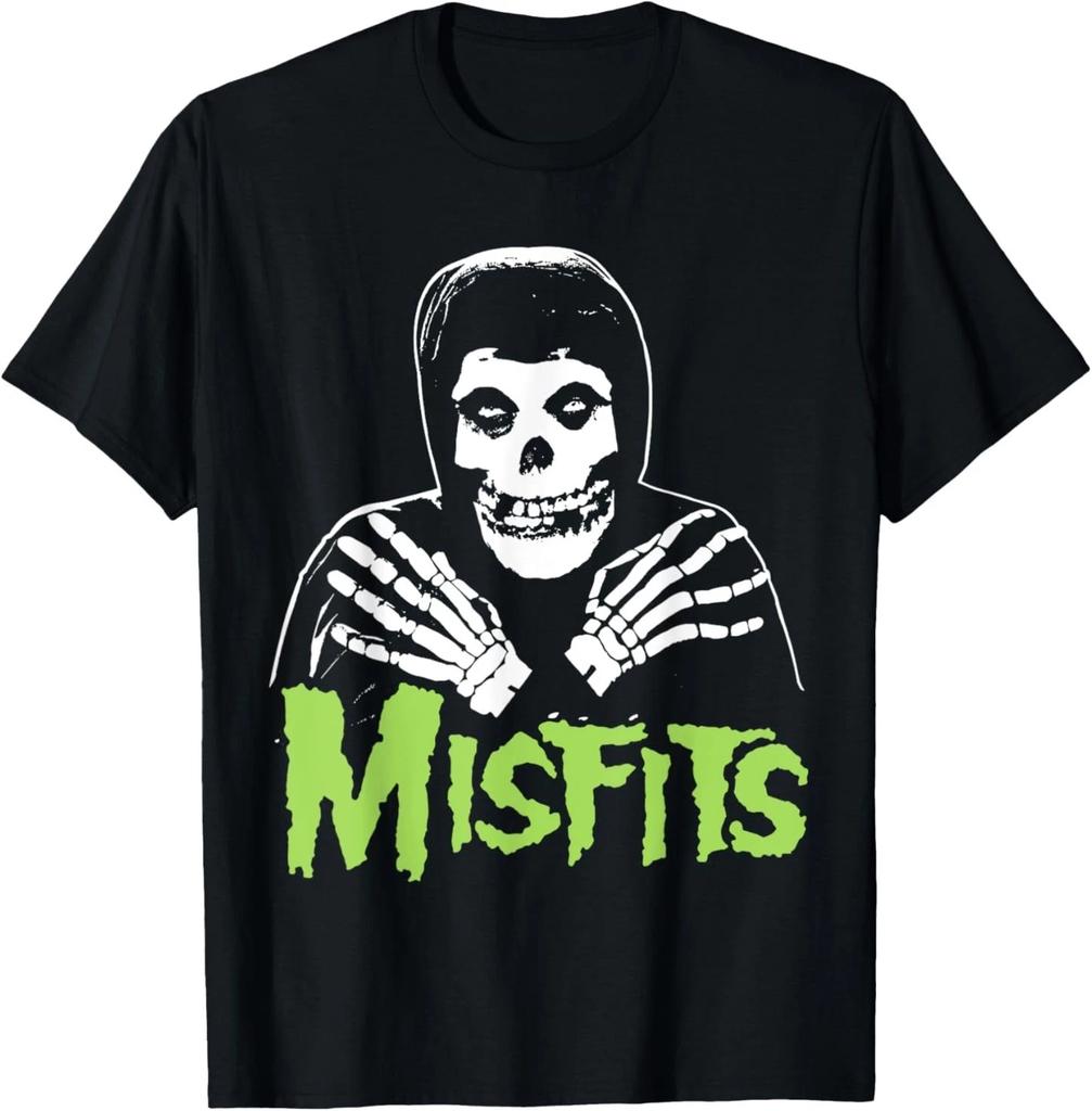 Misfits – Cross Hands Green Skull Black T-Shirt Tops