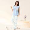 Fentengan 100% pure cotton comfortable round neck refreshing sleeveless floral outerwear set for women's sleepwear