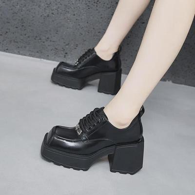 Женские туфли-лоферы на массивной платформе и каблуке — осень 2025 г. Британский стиль, подчеркивающий рост, универсальная кожаная обувь на высоком каблуке