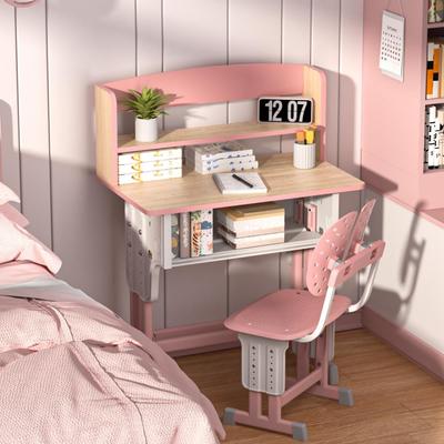 Детский набор из 2 предметов – Учебный стол с регулируемой высотой, ящиком, подставкой для книг, подставкой для стакана и крючками для детей