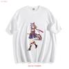 Uma Musume Meisho Doto Футболка Милый персонаж скаковой лошади Девушка  винтажный Стирка модная Удобная Мягкая Стильная homme