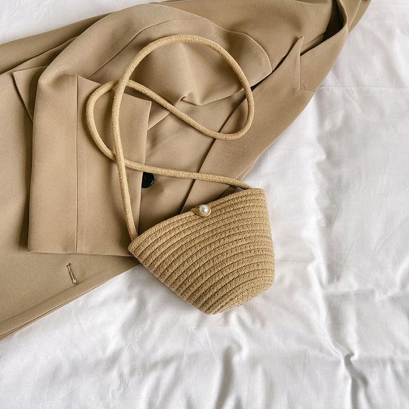 Повседневная хлопковая тканая женская сумка, маленькая плетеная летняя пляжная сумка Shell, женская дорожная сумка через плечо