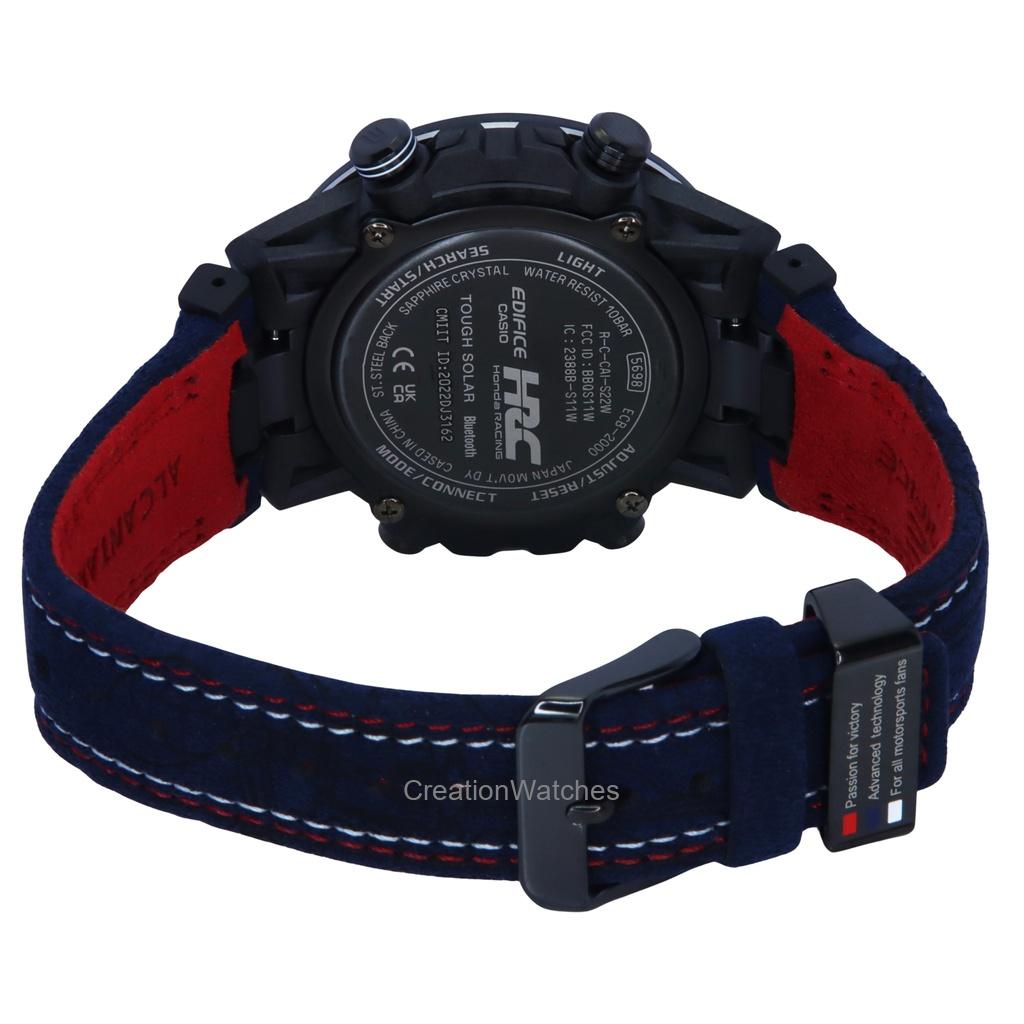 Casio Аналоговые цифровые часы Edifice Honda Racing Collaboration Smartphone Link с черным циферблатом Solar ECB-2000HR-1A 100M для мужчин