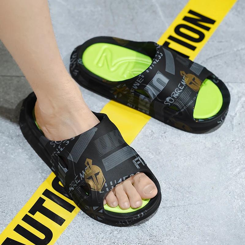 Летние высококачественные тапочки мужские противоскользящие модные мужские пляжные туфли на толстой подошве износостойкие садовые туфли новые мужские туфли46