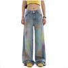 Painted Design Vintage Loose Wide Leg Jeans Women Casual Middle Waist Baggy Straight Denim Pants Spring Autumn Korean Fashion Streetwear