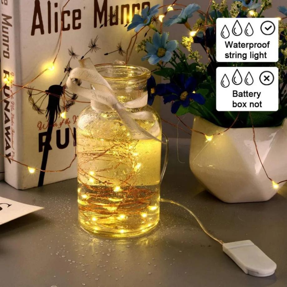 Светодиодные гирлянды из медной проволоки, светодиодные гирлянды на батарейках для вечеринок, свадеб, рождественских украшений в помещении, гирлянды