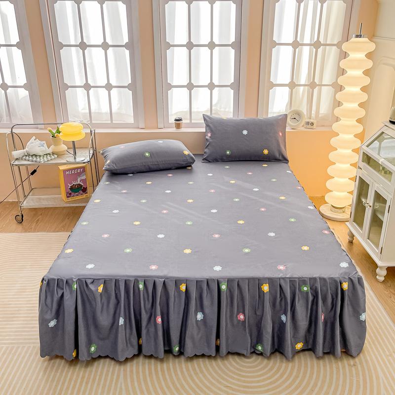 Мягкая юбка для кровати Принтованное покрывало с оборками Простой стиль Защита матраса falda de cama Кружевные простыни (Нет наволочки)