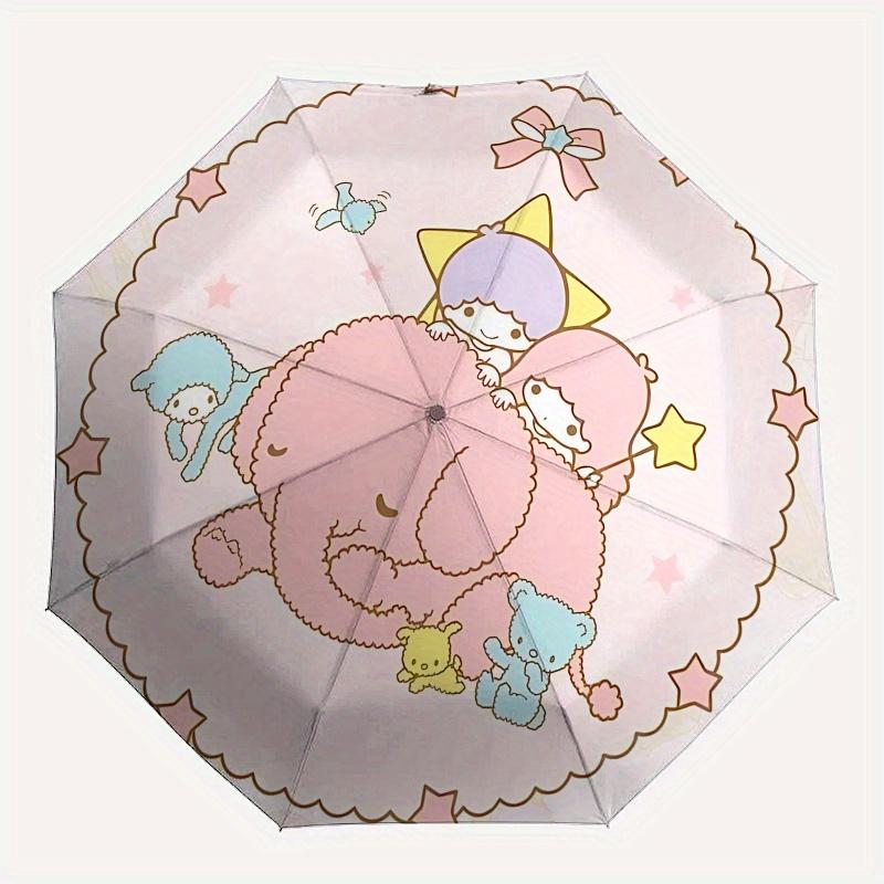 Little Twin Stars, Sanrio Characters Automatic opening and closing folding umbrella with 8-rib frame and compact travel design, perfect for