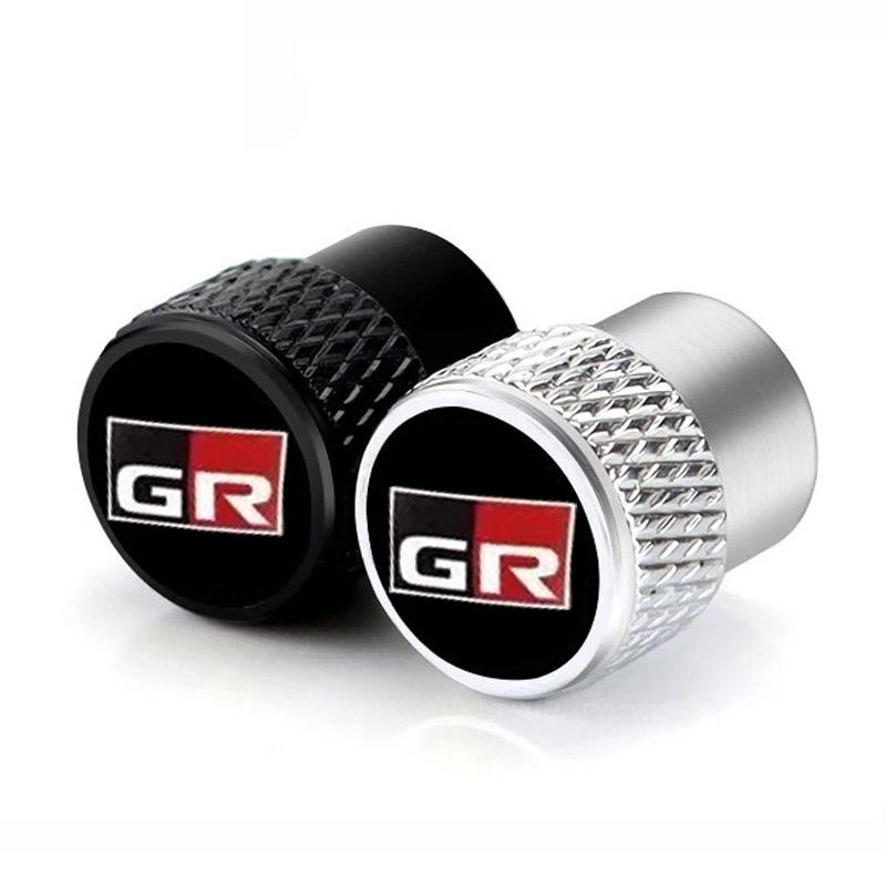 4PCS/set Car Aluminum Alloy Wheel Hub Valve Core Cover For Toyota GR Sport Gazoo Racing C-HR RAV4 Mirai Avensis Prado Camry rav4