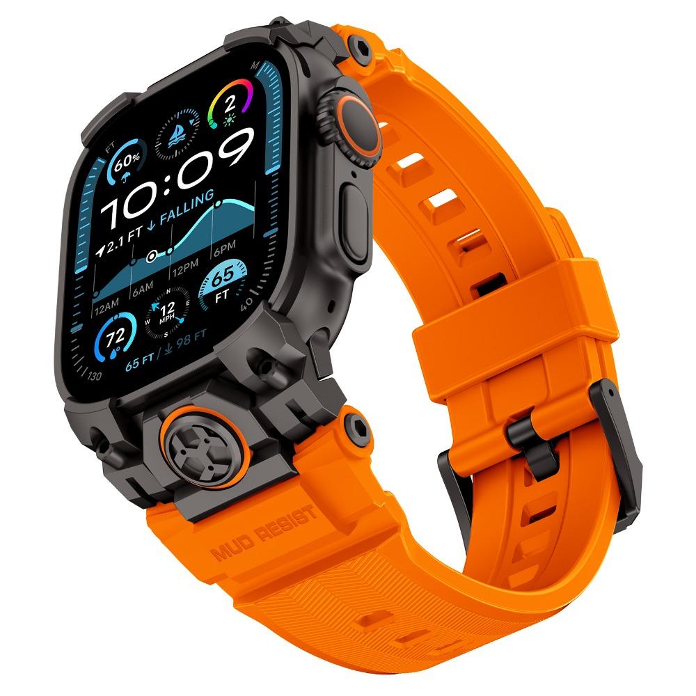 Роскошный Ремешок из Каучука для Apple Watch Band Ultra 3 49мм Ремешок для iWatch Ultra 2 49мм Металлическое Соединение Силиконовое Кольцо Бронированный Браслет