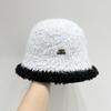 Women's Knitted Fisherman Hat Winter Versatile Color Blocked Bucket Hat Japanese Style Warm Hat