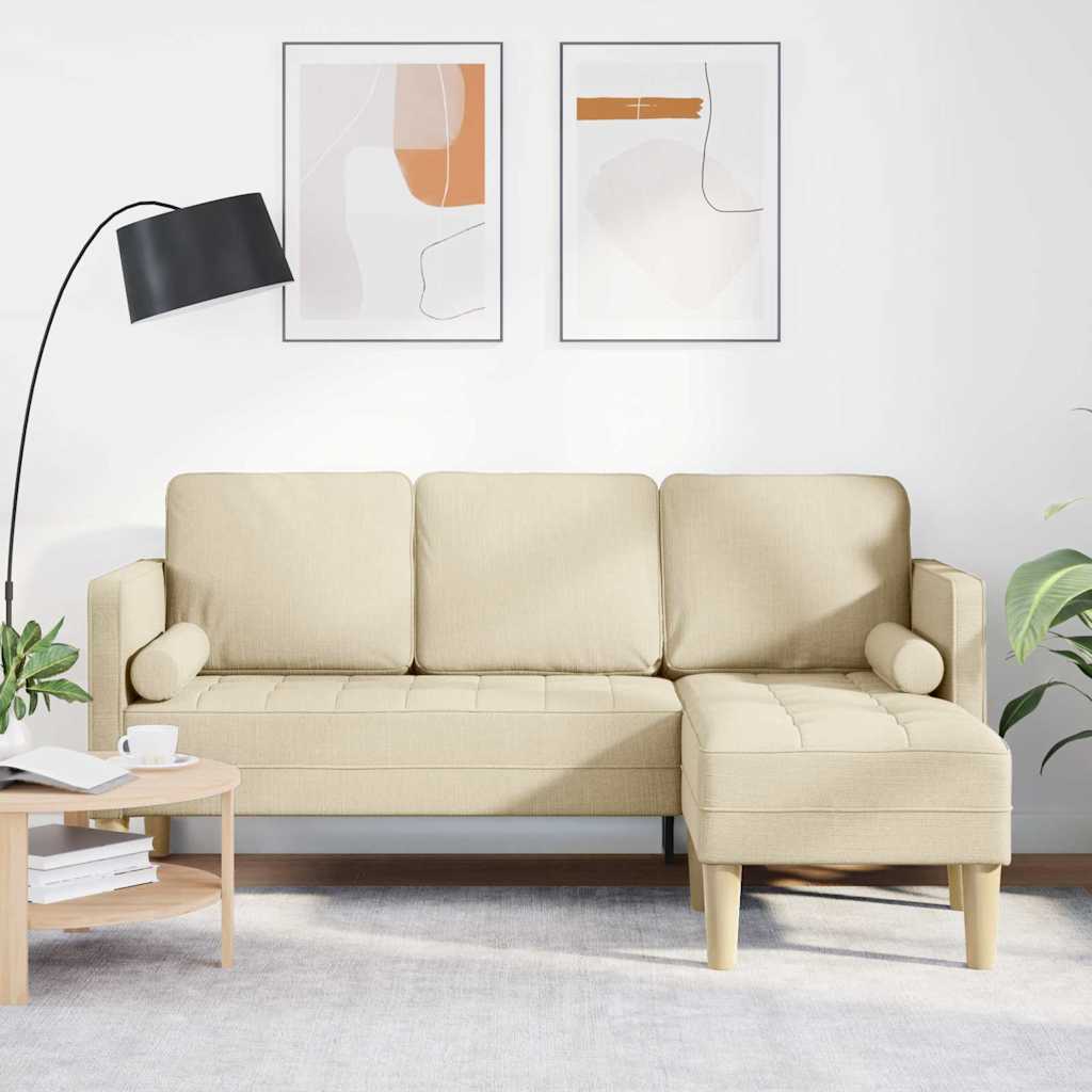 Sofa Set with Cushions Cream Polyester