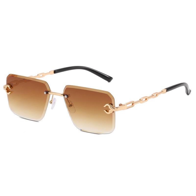 Square Shape Women'S Sunglasses Fashion Rimless Cut Edge Men'S Sun Glasses European American Style Female Sunglass