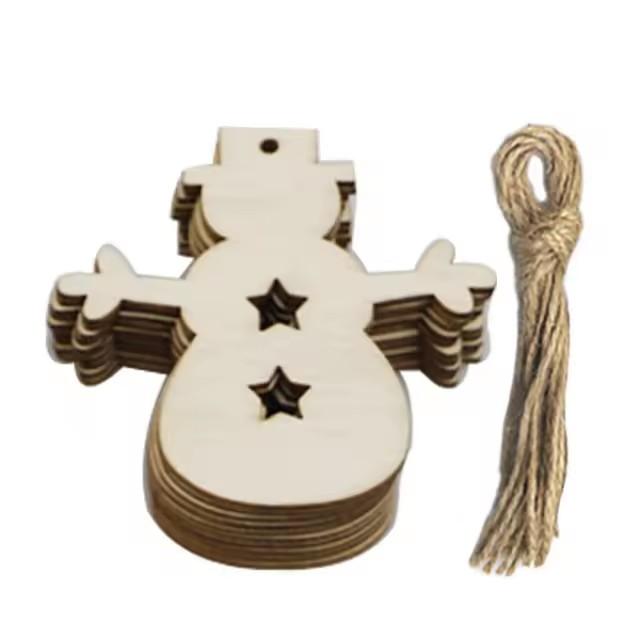 10/20/50Pcs Natural Unfinished Round Wood Slices With Hole,Blank Discs,DIY Crafts Wedding Party Christmas Home Decoration