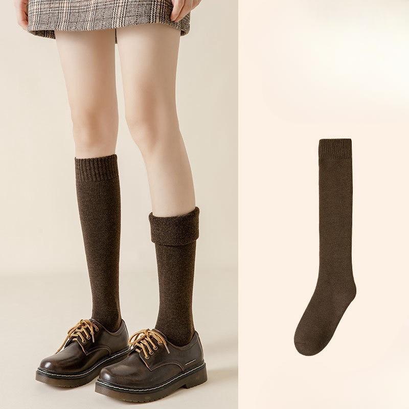 Женские осенне-зимние плюшевые утолщенные теплые компрессионные носки до икры, стройнящие ноги