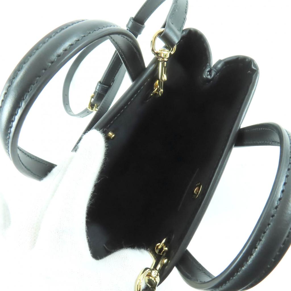 Pristine GUCCI Shoulder Bag GG Super Mini Bag 2way Leather black leather Women Used