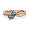 Кольцо-обход с двумя камнями London Blue Topaz, pavé, из стерлингового серебра 925 пробы с покрытием из розового золота