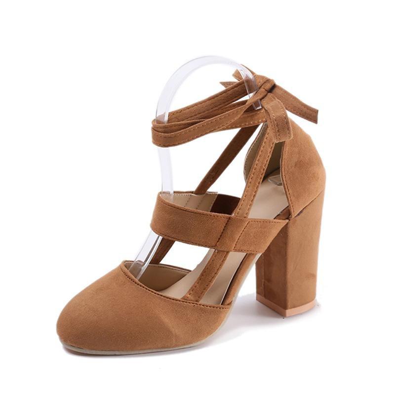 Женские летние сексуальные замшевые сандалии на толстом высоком каблуке для вечеринок