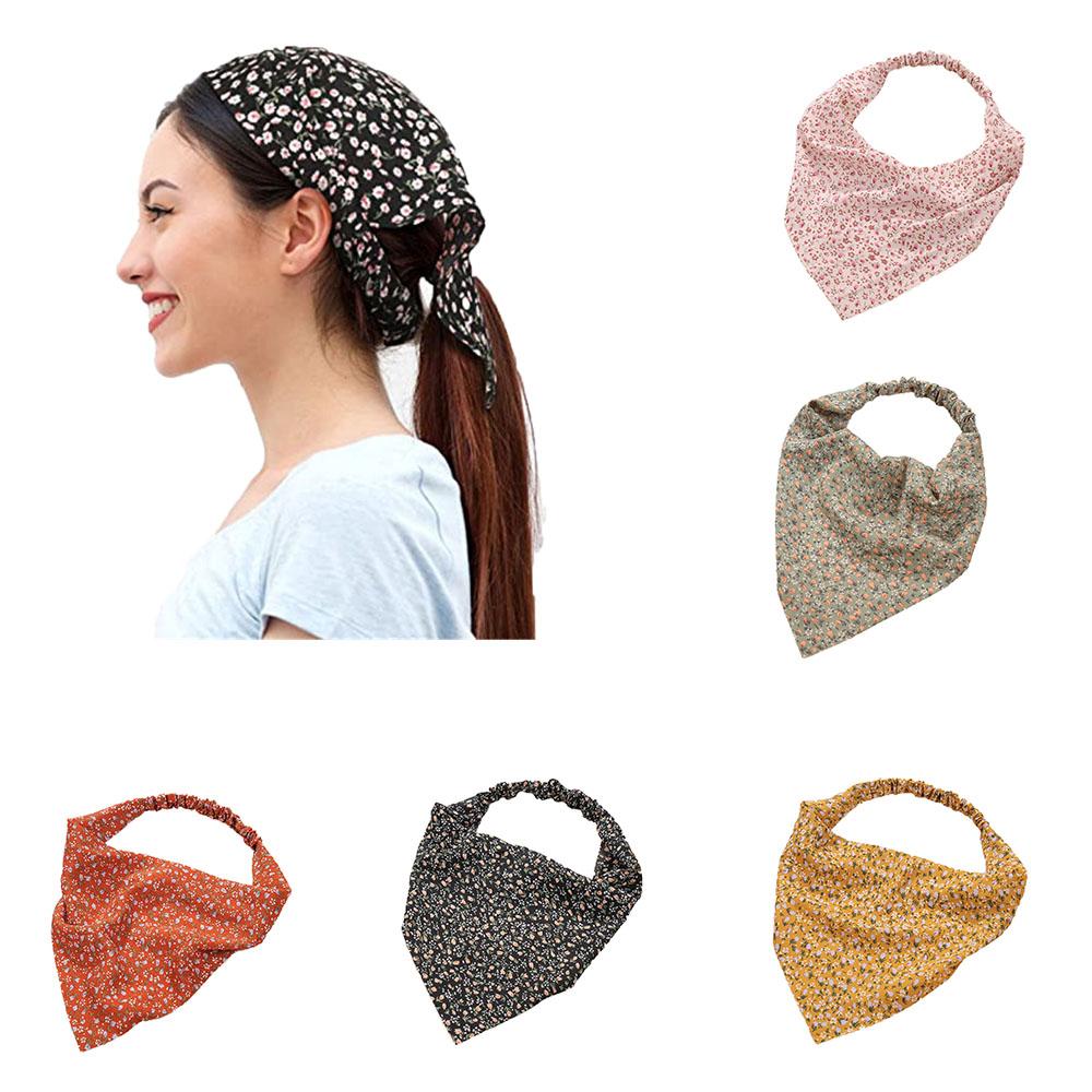 Floral Print Cloth Women Floral Turban Hair Accessories Triangle Hair Headband Elastic Headband