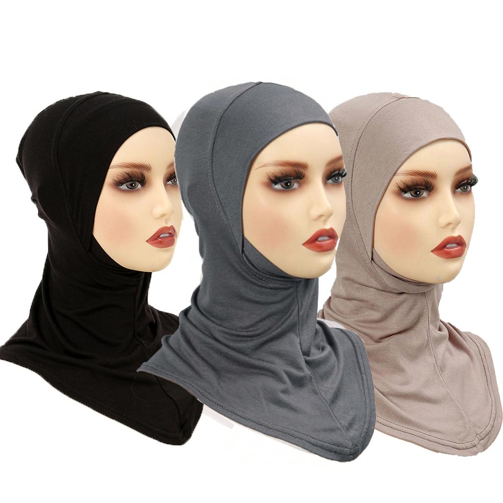 3PCS Muslim Inner Cap Hijab For Women Solid Underscarf Hijab Undercap Scarf Turban Hat Islamic Hijabs Ready To Wear Headcover
