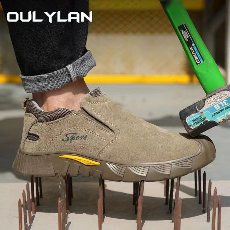 Oulylan Male Steel Toe Labor Footwear Anti Odor Breathable Safety Shoes Anti-puncture Protection Boot For Outdoor Workers