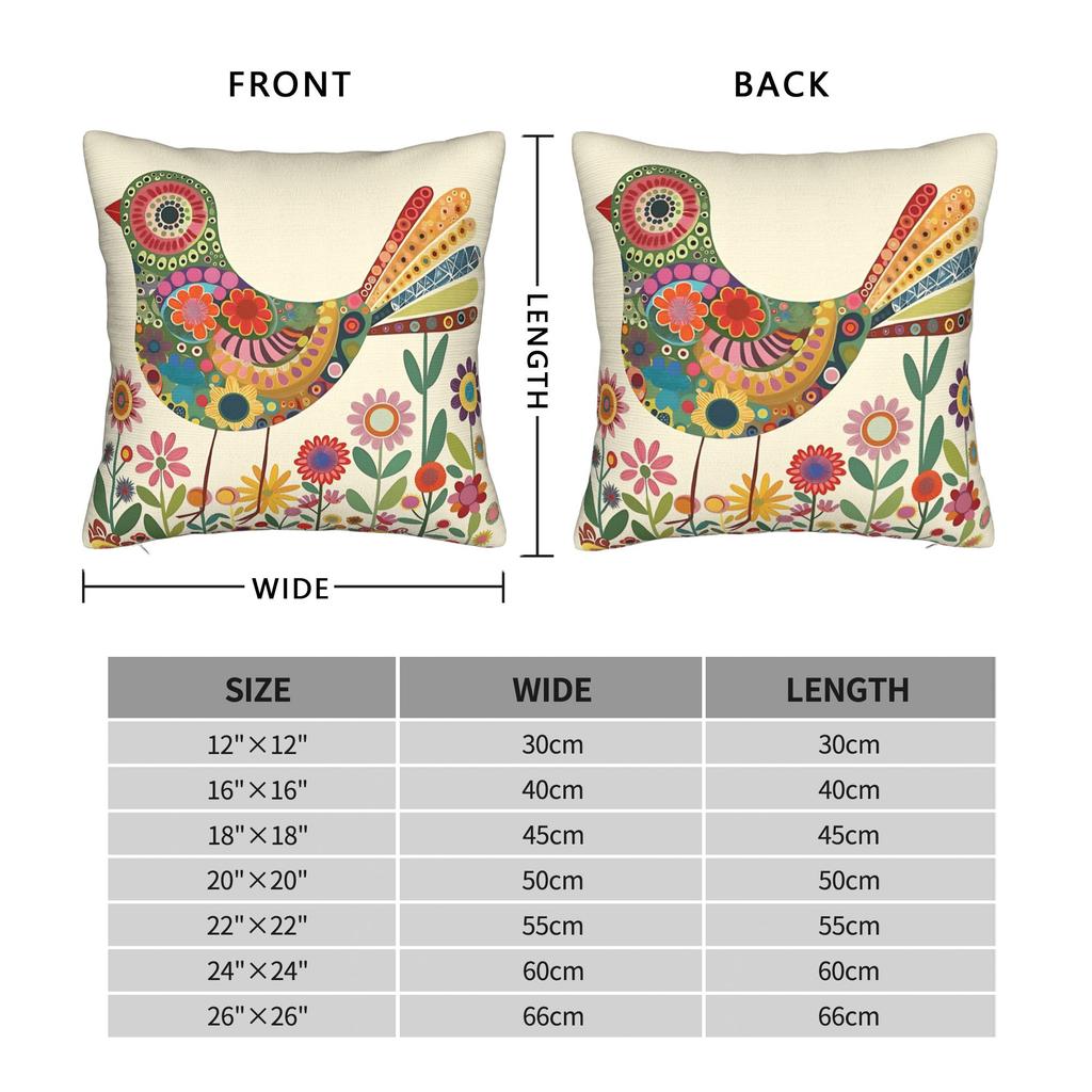 Colorful Bird Floral Pillow Cover Kawaii Pillow Case For Office Car Home Decor Comfy Pillowcases Gift Idea