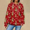 Женская повседневная мода рождественский принт длинный рукав пуловер толстовки с капюшоном свитшоты
