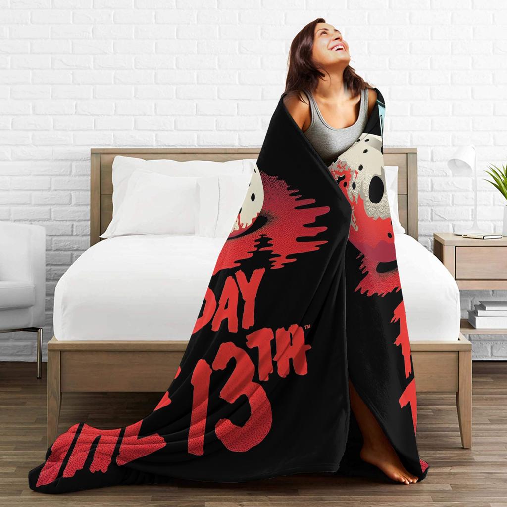 Friday Jason Voorhees 13th Flannel Throw Fashion Blanket Horror Scary Halloween Bedding Throws Knitted Fashion Blanket Travel Thin Breathabl