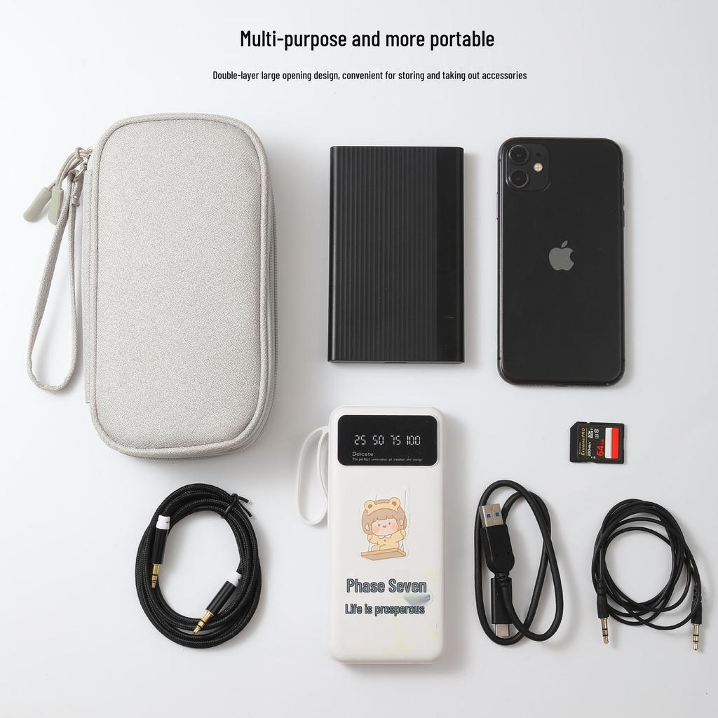 Многослойный органайзер для цифровых аксессуаров: Защитный чехол для павербанков, жестких дисков, USB-накопителей, наушников и кабелей
