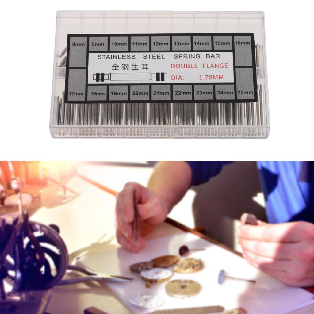 1 коробка соединительных стержней пружинных стержней для часовых ремешков, штифтов для крепления пряжек