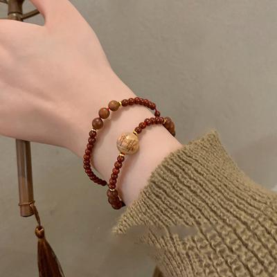 Ping An Happy Fu Новый китайский браслет из камня для женщин в стиле ретро, этнический стиль, нишевый дизайн, бисерные украшения