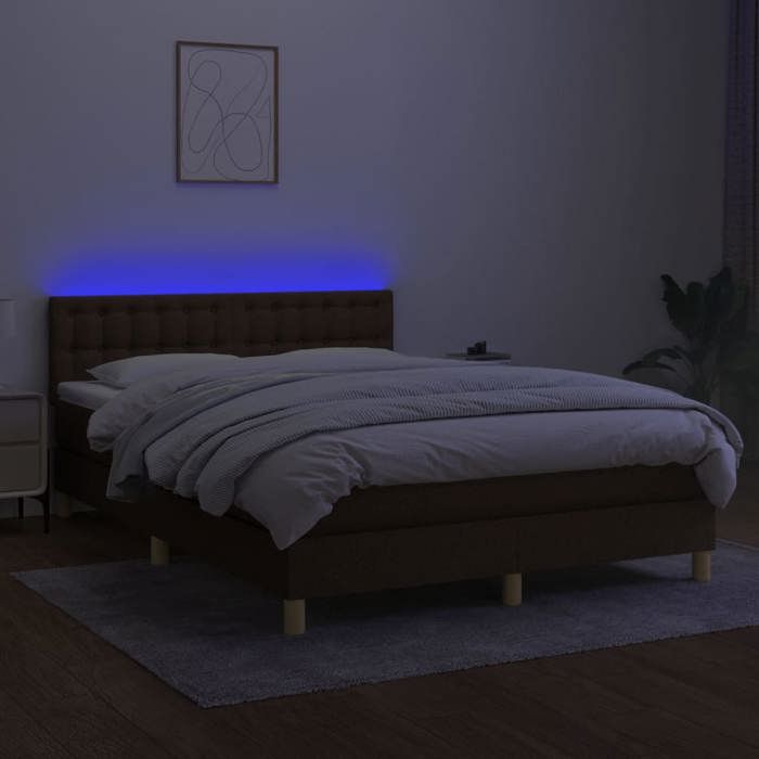 Maison Exclusive - Sommier à lattes de lit matelas et LED Marron foncé 140x190 cm