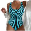 Swimwear For Women Tummy Control Women Large Size Swimwear Figure Shaping U Neck Striped Print Sports Swimsuits Woman 2025