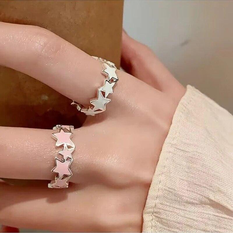 Новые изысканные открытые кольца с геометрической звездой для женщин, милые кольца с цирконом Y2K для девочек, модные вечерние украшения для вечеринок, аксессуары для пальцев, подарок