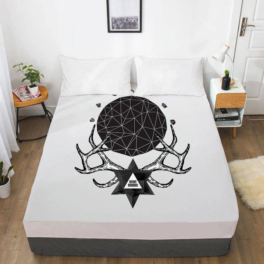 1 шт., наматрасник, простыня с резинкой, простыни, постельное белье, простыня королевского размера, 160X200 см, черно-белая магия