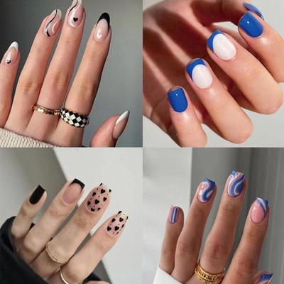 24 шт./кор. накладные ногти, съемные накладные ногти, полное покрытие, накладные ногти для женщин и девочек, накладные ногти