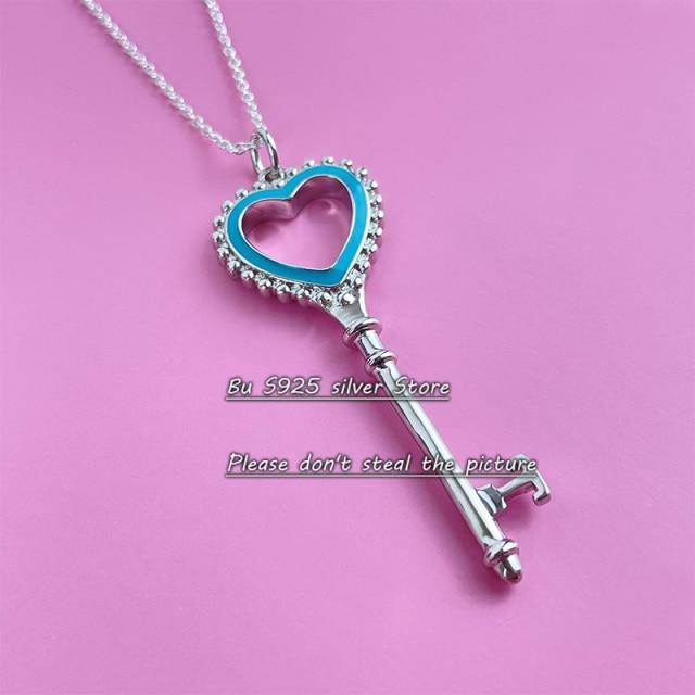 Новое ожерелье с подвеской в виде короны из розового золота и серебра S925 пробы для женщин, цепочка для свитера, цепочка с костяной цепочкой, модные ювелирные изделия