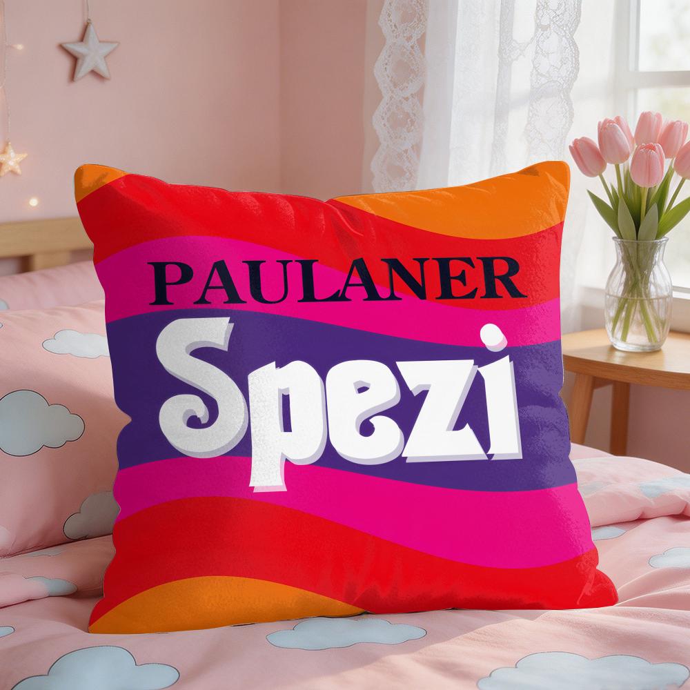 PPaulaner SSpezi Logo Cushion Cover Square Short Plush Pillow Case Living Room Sofa Home Decor Funda X
