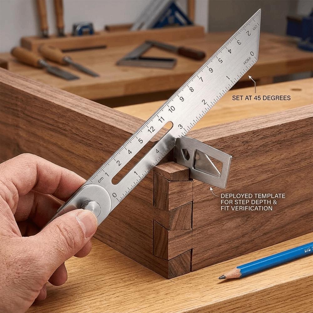 Movable Angle T-Shape Scribing Tool High Accuracy Woodworking Measuring Gauge