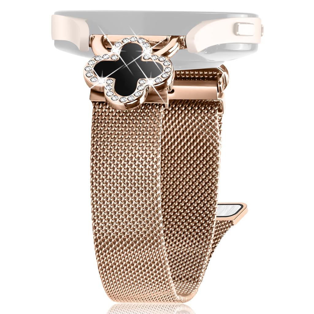 For Huawei Watch 2 Milanese Band Stainless Steel Watch Strap Clover Decor,Size: S