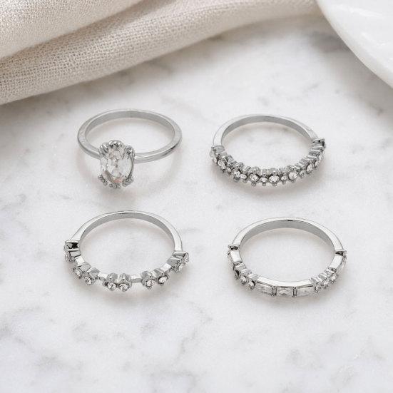 4 Pcs Stackable Rings for Women, Sparkly Cubic Zirconia Rings, Minimalist Statement Wedding Engagement Promise Rings
