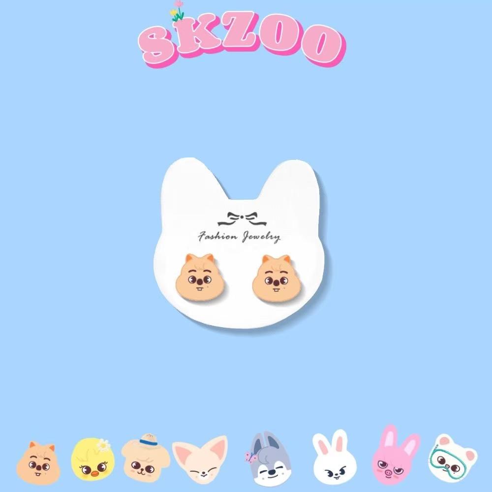 Skzoo в наличии Stray Kids Skzoo Мультяшные Серьги 925 Серебро Гипоаллергенные Серьги-гвоздики Модный Kpop Мерч