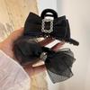 Женская квадратная черная сетчатая заколка для волос с кубическим рибоном
