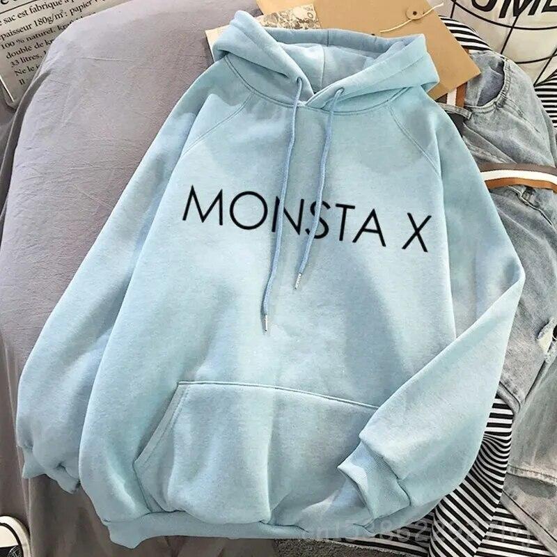 Хипстерский пуловер Monsta X, большая причудливая толстовка с капюшоном, толстовка в стиле Харадзюку, осенняя одежда, женские толстовки с длинными рукавами, уличная одежда, унисекс, толстовка