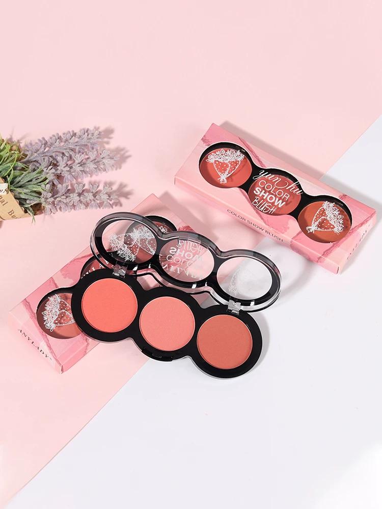 Yunhu Three-Color Genuine Pearl Micro Flash Repair Blusher Plate
