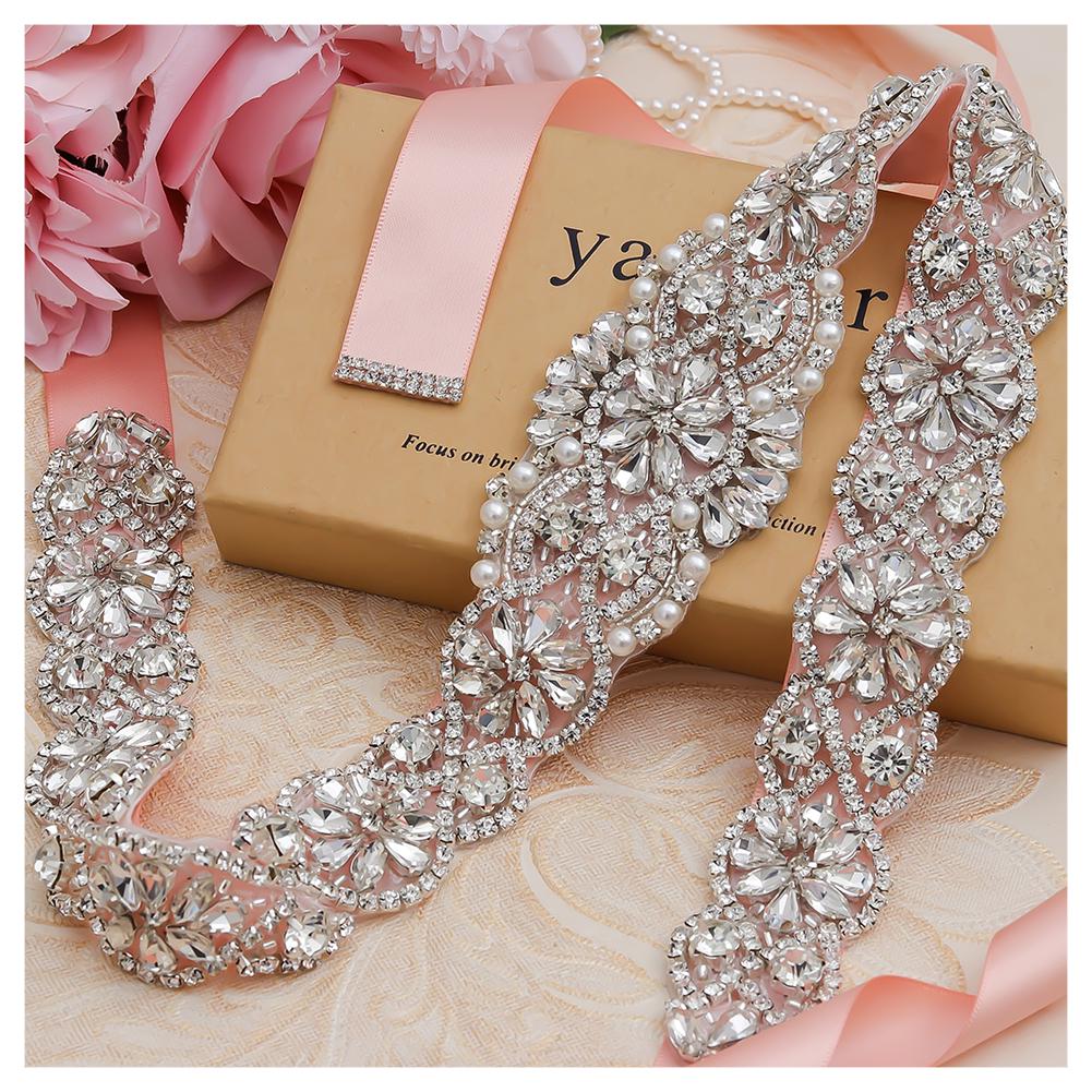 MissRDress Bridal Belt Wedding Belt Silver Sashes Crystal Wedding Belts