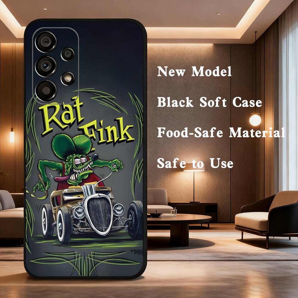 Rat F-Fink Phone Case For Samsung Galaxy A73,31,8,9,53,32,72,41,J7,52,71,22,Note Soft Black Silicone Cover
