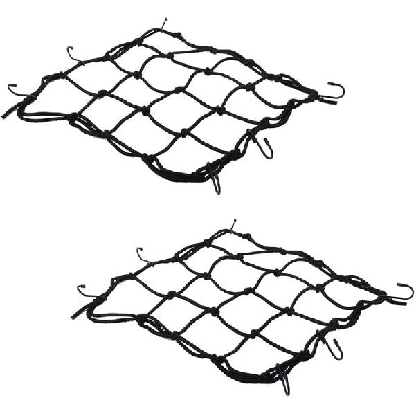 2 PCS Cargo Net,11.8 Inch X11.8 Inch Rack Bungee Net 6 Adjustable Hooks For Bike Bicycle Motorcycle (Black)