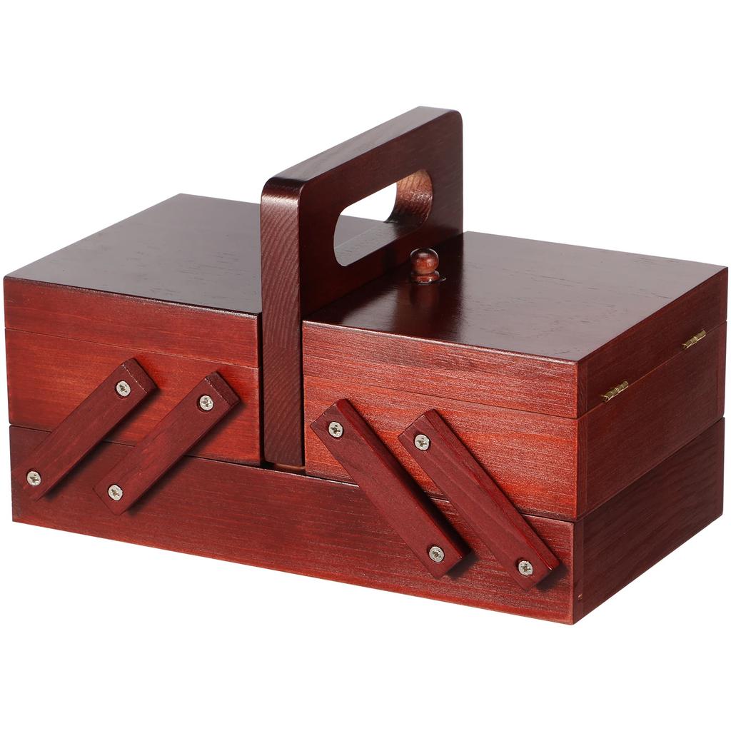 Расширяемый деревянный ящик для швейных ниток, винтажные катушки, пустая корзина для швейных катушек с ручкой, чехол для хранения игл и ниток, инструменты для рукоделия